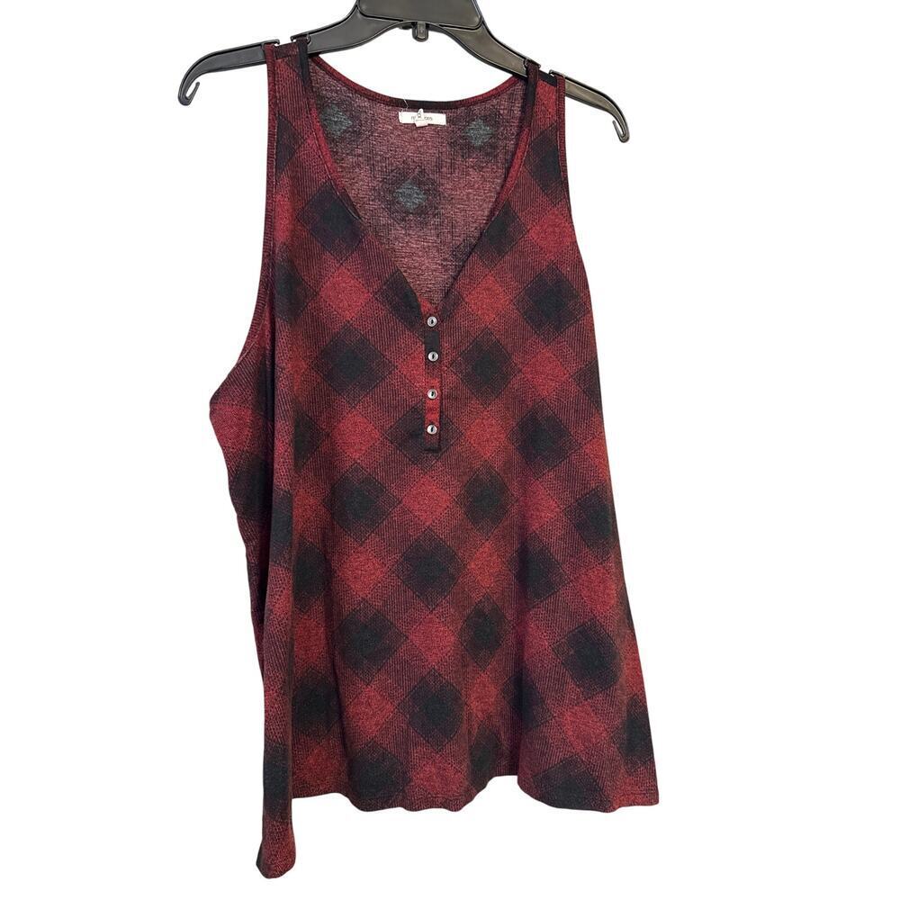 Maurices Super Soft Ribbed Fabric Tank Top Sx XXL plaid print button